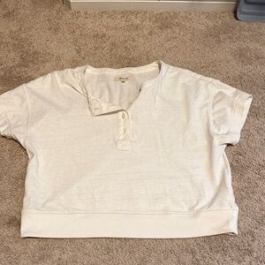 Madewell Cream Henley Crop Tee